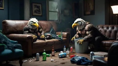 nighthawks,drinking party,fur-care parrots,dodos,bald eagles,drinkers,budgies,kopparbergs,birdmen,cocktails,crying birds,birds of prey,drunks,cockatiels,vulture,birds of prey-night,birkavs,vultures,roommates,wombles