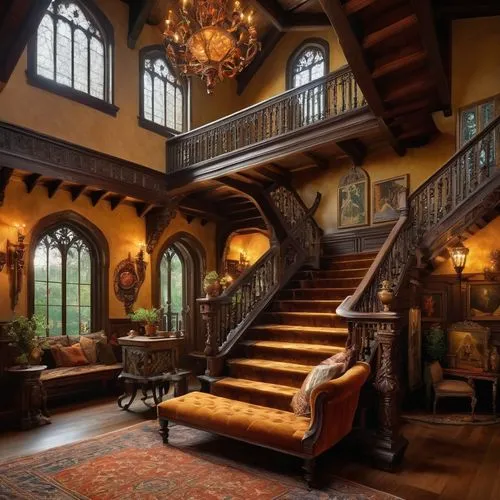 staircase,ornate room,outside staircase,old victorian,upstairs,winding staircase,victorian style,beautiful home,luxury home interior,entryway,staircases,dreamhouse,victorian house,victorian room,victorian,fairy tale castle,wooden stairs,mansion,stairs,stairway,Illustration,Realistic Fantasy,Realistic Fantasy 22