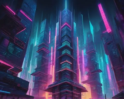 cybercity,cybertown,cyberia,metropolis,cityscape,cyberpunk,hypermodern,futuristic landscape,synth,skyscraper,cyberworld,mainframes,cyberscene,city blocks,cyberport,colorful city,futuristic,apartment block,cubes,fantasy city,Illustration,Realistic Fantasy,Realistic Fantasy 39