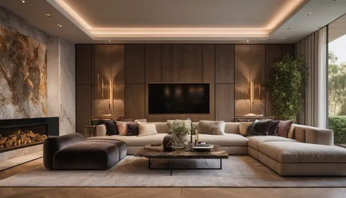 Modern luxury home interior design in American locations blends sophistication with comfort, embodying contemporary elegance. Clean lines, neutral palettes, and premium materials like marble, quartz, 