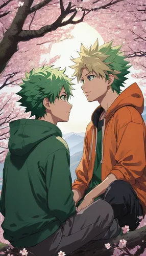 creek,clovers,hands holding,spring background,romantic meeting,green summer,holding hands,leaf background,green trees,blossoms,romantic scene,protect,springtime background,spring leaf background,hold hands,sweethearts,my hero academia,holding,leaf green,green tree,Illustration,Japanese style,Japanese Style 10