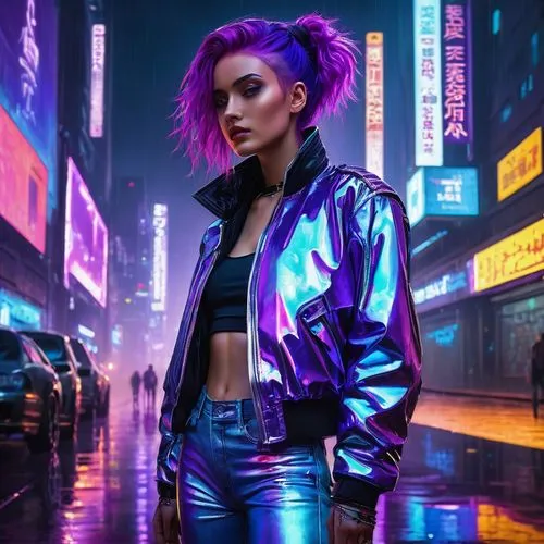 cyberpunk,ultraviolet,neon lights,80s,neon light,neon,punk,jacket,purple wallpaper,futuristic,violet,purple background,purple,bolero jacket,neon arrows,grunge,vapor,aesthetic,pink-purple,ipê-purple,Illustration,Paper based,Paper Based 23