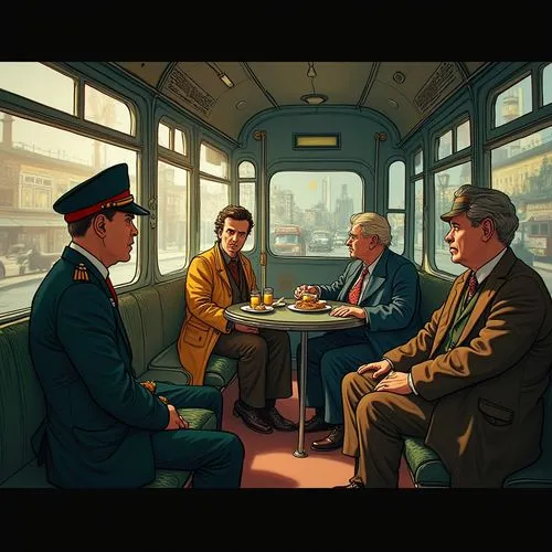 vettriano,railwayman,trainmen,commuters,train ride,autobus,Photography,General,Fantasy