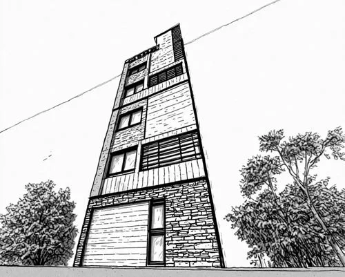 sketchup,residential tower,revit,antilla,steel tower,high-rise building,Design Sketch,Design Sketch,Black and white Comic