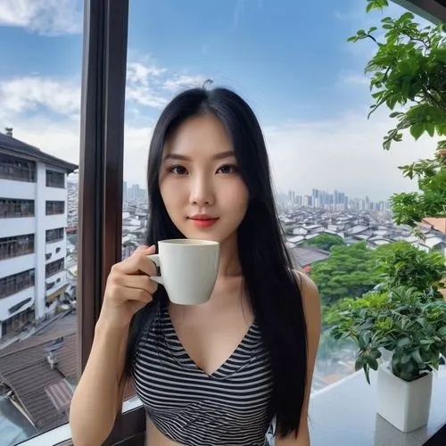 cuppa,shaoxuan,tea,drinking coffee,red mug,jiyun