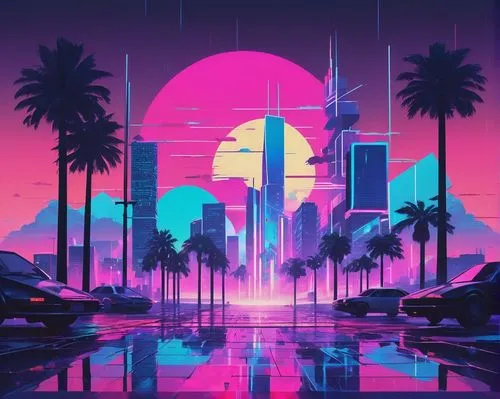 80's design,retro background,aesthetic,dusk background,futuristic landscape,dusk,miami,wallpaper,80s,purple wallpaper,abstract retro,vapor,hd wallpaper,wallpaper roll,would a background,palmtrees,lagoon,palms,summer background,retro styled,Art,Artistic Painting,Artistic Painting 46