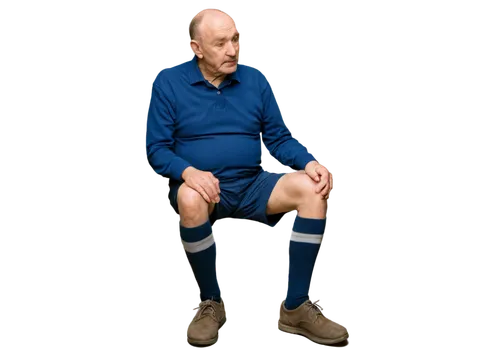 Elderly man, poor circulation, pale skin, thin legs, varicose veins, swollen ankles, worn-out shoes, socks with holes, sitting, feet elevated, worried expression, wrinkles, balding, thinning hair, war