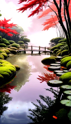 japanese garden,japan landscape,japan garden,lily pond,lotus pond,garden pond,pond,japanese garden ornament,koi pond,landscape background,virtual landscape,waterscape,beautiful japan,fishpond,wetland,world digital painting,nature background,cartoon video game background,japanese zen garden,zen garden,Illustration,Realistic Fantasy,Realistic Fantasy 36