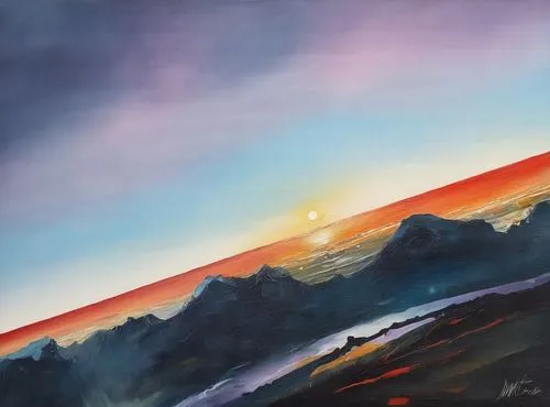 mountain sunrise,volcanic landscape,oil on canvas,dune landscape,desert landscape,levinthal,abstract painting,coast sunset,senja,alpine sunset,oil painting on canvas,landscape,alpine landscape,lava fl