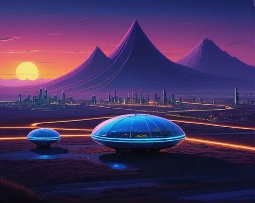 futuristic landscape,alien world,odomes,ufo interior,alien planet,mushroom landscape,futuristic,extrasolar,homeworld,desert planet,ufos,scifi,farpoint,domes,futuristic art museum,ufo,ringworld,desert landscape,sky space concept,sci - fi,Art,Artistic Painting,Artistic Painting 30