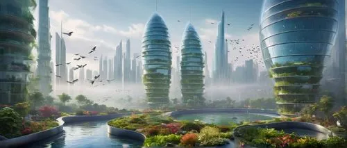 futuristic landscape,ecotopia,terraformed,arcology,futuristic architecture,fantasy city,cardassia,homeworlds,alien world,citadels,terraforming,habitats,fantasy landscape,alien planet,biospheres,megapolis,ordos,ringworld,areopolis,cybercity,Illustration,Paper based,Paper Based 26