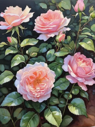 camellias,flower painting,blooming roses,garden roses,camelliers,pink roses,peonies,oil painting,noble roses,oil painting on canvas,pink peony,begonias,oil on canvas,spray roses,esperance roses,sugar roses,orange roses,lotuses,floribunda,rose plant,Illustration,Retro,Retro 25