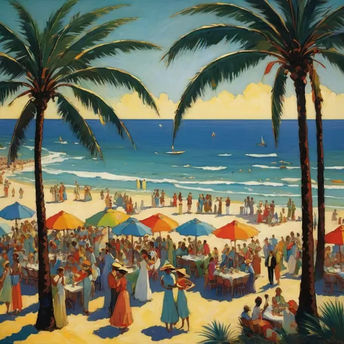 summer beach umbrellas,copacabana,people on beach,umbrella beach,beach landscape,beach goers,christmas on beach,vintage art,seaside resort,palm field,palmbeach,beach bar,beach restaurant,waikiki beach,paradise beach,brazilian beach,viareggio,caribbean beach,the touquet,dream beach,Art,Classical Oil Painting,Classical Oil Painting 11