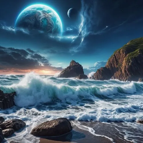 ocean background,ocean waves,seascape,blue planet,dreamscapes,fantasy picture,Photography,General,Realistic