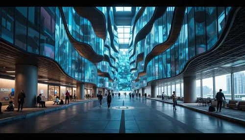 masdar,broadgate,difc,skyways,arcology,potsdamer platz,concourses,hammerson,schipol,futuristic architecture,corridors,glass facades,abdali,hafencity,the dubai mall entrance,cybercity,bjarke,galleria,skybridge,atriums