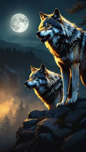 wolfs,wolves,two wolves,loups,wolfes,wolf couple,werewolves,wolens,werewolve,canids,skyclan,timberwolves,moondogs,howling wolf,wolf pack,lycans,wolfen,lycanthropes,wolfers,foxes,Conceptual Art,Fantasy,Fantasy 28