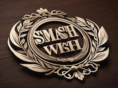 Craft an elegant and sophisticated logo for Smash with a classy touch.,medal,car badge,sash,silver medal,a badge,sr badge,w badge,push,badge,smash,award ribbon,steam logo,silversmith,smith and wesson,