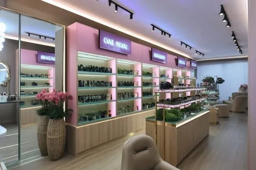 cosmetics counter,perfumery,women's cosmetics,esthetician,cosmetic products,beauty room,Photography,General,Realistic