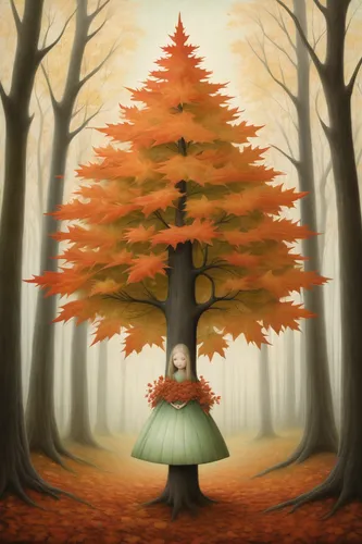 girl with tree,autumn background,autumn tree,autumn cupcake,autumn forest,autumn theme,autumn round,thunberg's fan maple,the autumn,ballerina in the woods,autumn icon,falling on leaves,seasonal tree,autumn idyll,forest tree,light of autumn,maple tree,pumpkin autumn,the girl next to the tree,lonely chestnut,Illustration,Abstract Fantasy,Abstract Fantasy 06