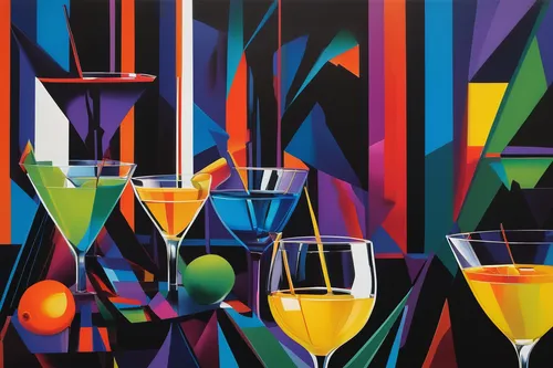 glass painting,colorful glass,stemware,glass series,glasswares,martini glass,wineglass,juice glass,glassware,drinking straws,colorful drinks,cocktail glass,champagne stemware,art deco background,champagne glass,neon drinks,barware,glas,water glass,shashed glass,Art,Artistic Painting,Artistic Painting 34