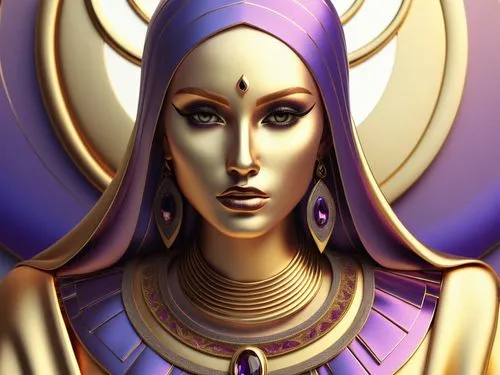 3d rendering of a female warrior with an intricate design,wadjet,hathor,nephthys,amidala,estess,akhnaten,Illustration,Realistic Fantasy,Realistic Fantasy 45