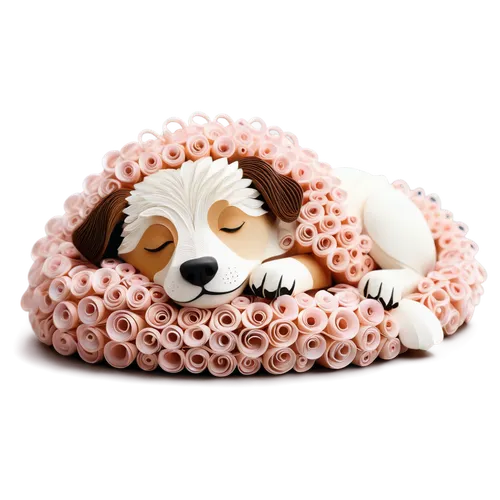 donut illustration,sleeping rose,canine rose,sleepy sheep,dog illustration,sleeping dog,sleeping apple,rose sleeping apple,cute puppy,ball of yarn,donut,curled up,shih tzu,dog roses,doughnut,flower blanket,cream puff,stuffed animal,napping,plush toy,Unique,Paper Cuts,Paper Cuts 09