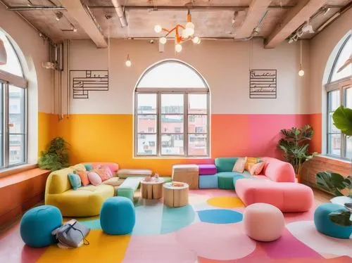 creative office,children's interior,coworking,brighthouse,children's room,discoideum,collaboratory,kitschy,color wall,modern decor,interior design,beanbags,playrooms,loft,candyland,kids room,workspaces,modern office,meeting room,wieden,Illustration,Japanese style,Japanese Style 02