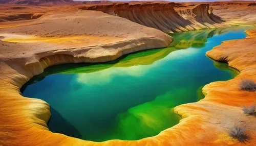 waterholes,volcanic landscape,dead sea,the atacama desert,flaming mountains,volcanic lake,volcano pool,danxia,the dead sea,arid landscape,libyan desert,colorful water,zabriski,acid lake,caldera,ischigualasto,desert desert landscape,flowerful desert,waterhole,dead vlei,Illustration,Realistic Fantasy,Realistic Fantasy 01