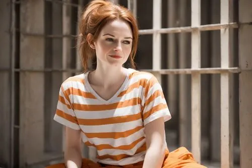 orange,prisoner,orange robes,prison,liberty cotton,orange color,horizontal stripes,bright orange,orange cream,detention,nora,orange half,clementine,murcott orange,maci,lori,female hollywood actress,in a shirt,clary,queen cage,Photography,Natural