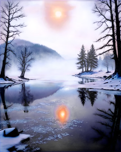 winter landscape,winter background,winter lake,evening lake,winter night,snow landscape,winter morning,landscape background,winter dream,ice landscape,winter magic,snowy landscape,frozen lake,christmas landscape,snow scene,nature background,wintersun,tranquility,dusk background,virtual landscape,Illustration,Realistic Fantasy,Realistic Fantasy 03