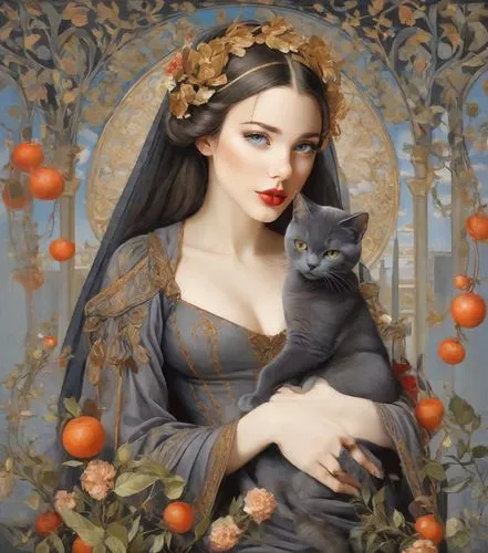 viveros,hecate,persephone,tretchikoff,melusine,gothic portrait,Digital Art,Impressionism