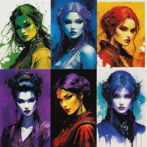 sorceresses,encantadia,widowmaker,wiccan,birds of prey,shadowpact,Illustration,Paper based,Paper Based 05