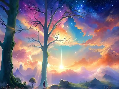 fantasy landscape,landscape background,unicorn background,nature background,fantasy picture,fairy forest,Illustration,Realistic Fantasy,Realistic Fantasy 01