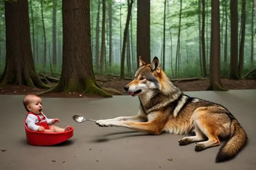 little red riding hood,red riding hood,boy and dog,photo manipulation,photoshop manipulation,conceptual photography,Photography,General,Realistic