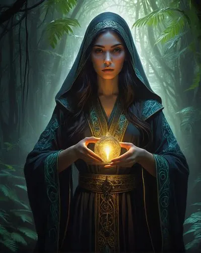 sorceresses,sorceress,fortuneteller,conjurer,druidry,druidic,hecate,magick,sorcerous,imbolc,sorceror,thingol,spellcasting,priestess,norns,seregil,archmage,raistlin,mystical portrait of a girl,finrod,Illustration,Realistic Fantasy,Realistic Fantasy 18