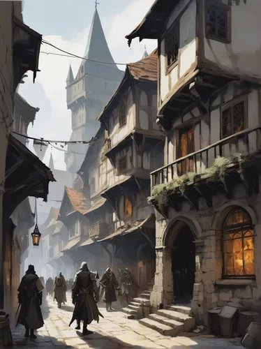 medieval street,medieval town,old town,knight village,old city,the cobbled streets,medieval market,hamelin,medieval,narrow street,the old town,escher village,medieval architecture,souk,spa town,merchant,alpine village,the pied piper of hamelin,street scene,mountain settlement,Conceptual Art,Fantasy,Fantasy 10