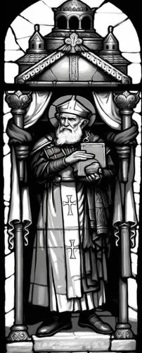 a 2d drawing in black and white of a bishop, coloring for children,the st patrick is holding his book,catholicon,archdiocesan,archconfraternity,sapientia,garrigou,archbishopric,Illustration,Vector,Vec