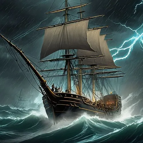 barquentine,sea storm,caravel,sail ship,galleon,maelstrom,radstrom,poseidon,stormbringer,beeldenstorm,trireme,tempestad,temporal,sea sailing ship,merchantman,tempesta,whaleship,tallship,shipwreck,sailer,Conceptual Art,Fantasy,Fantasy 02