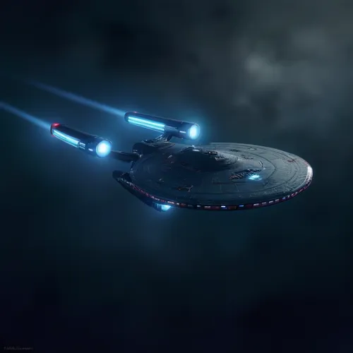 space ship entering hyperspace with lightspeed,a very big nice looking flying boat in the air,uss voyager,enterprise,nacelles,cardassian-cruiser galor class,voyager,romulan