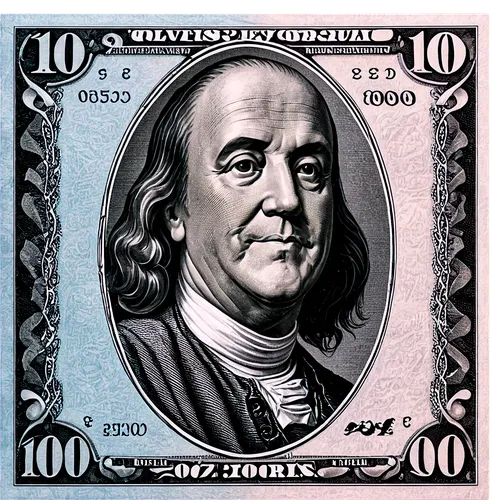 US $100 bill, Benjamin Franklin portrait, large numerals, Treasury seal, serial number, security thread, watermark, intaglio printing, crisp folds, slight crease, shiny surface, soft lighting, macro s