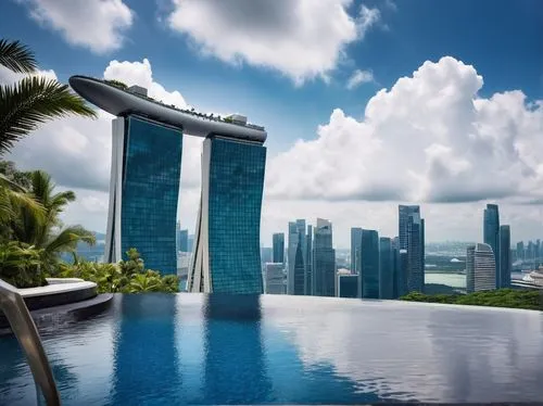 marina bay sands,infinity swimming pool,singapore,singapore landmark,singapura,roof top pool,sathorn,skyscapers,waterview,swissotel,amanresorts,roof landscape,outdoor pool,luxury property,penthouses,singaporean,futuristic architecture,thalassotherapy,southeast asia,shangrila,Conceptual Art,Fantasy,Fantasy 34