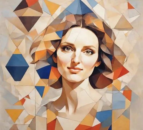 art deco woman,leighton,gotye,polygonal,cubist,jasinski,Digital Art,Poster