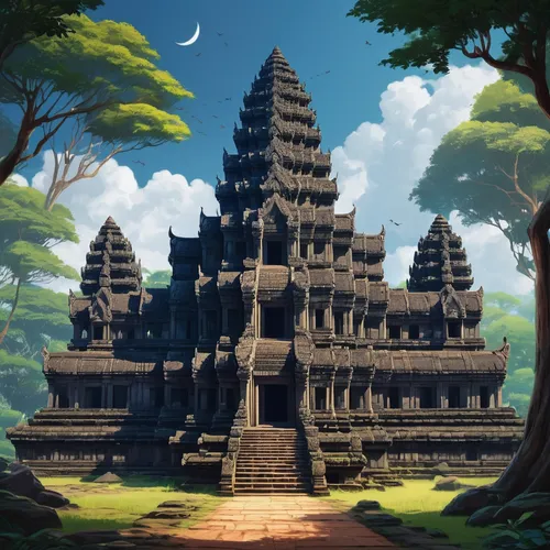 angkor,cambodia,angkor wat temples,temple,ancient buildings,ancient house,ayutthaya,asian architecture,thai temple,bagan,temples,stone pagoda,ancient city,hindu temple,siem reap,artemis temple,buddhist temple complex thailand,ancient building,southeast asia,somtum,Illustration,Realistic Fantasy,Realistic Fantasy 16