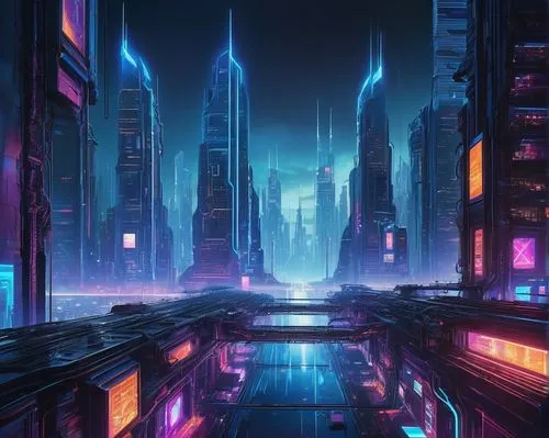 futuristic landscape,cyberpunk,metropolis,cityscape,futuristic,fantasy city,city at night,shinjuku,dystopian,scifi,shanghai,sci - fi,sci-fi,colorful city,tokyo city,vapor,dystopia,the city,city,vast,Illustration,American Style,American Style 01