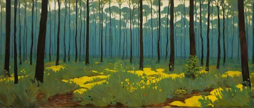 forest landscape,pine forest,yellow grass,row of trees,golden trumpet trees,the forests,green forest,deciduous forest,mixed forest,forest background,yellow fir,forest ground,birch forest,wattle,yellow garden,forest,riparian forest,bamboo forest,copse,forest glade,Art,Classical Oil Painting,Classical Oil Painting 20