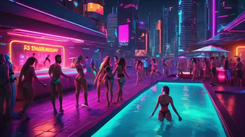 cyberpunk,neon cocktails,neon drinks,neon lights,nightclub,fantasy city,neon light,neon arrows,nightlife,neon human resources,neon,neon ghosts,sci fiction illustration,dance club,colorful city,80s,futuristic,futuristic landscape,clubbing,neon coffee,Conceptual Art,Sci-Fi,Sci-Fi 26