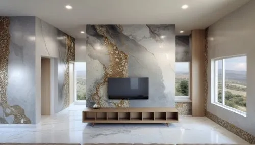 the tv is on in the living room with an unusual looking wall,travertine,wallcoverings,wall plaster,marble painting,wallcovering,stucco wall,Photography,General,Natural