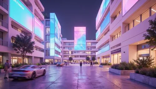 luxehills,south beach,beverly hills,microdistrict,colored lights,condos,colorful city,apartment buildings,cityplace,hkmiami,3d rendering,apartments,apartment complex,electroluminescent,lekki,townhomes,jbr,ikoyi,apartment blocks,ambient lights