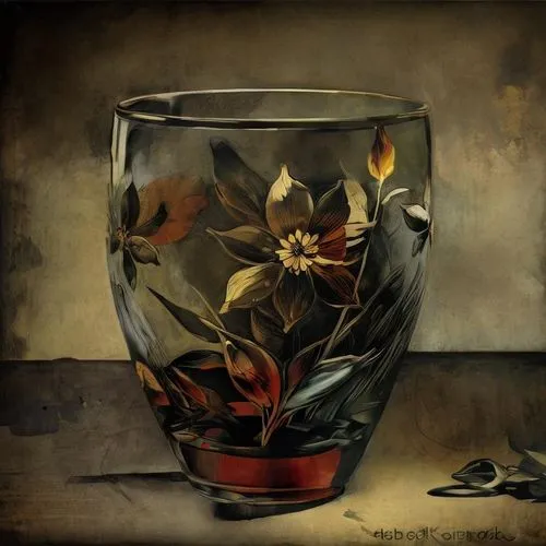 vase,glass painting,cloves schwindl inge,glass cup,glass vase,autumn still life,flower vase,ikebana,still life of spring,an empty glass,flowering tea,goblet,flower bowl,verrine,sunflowers in vase,wate