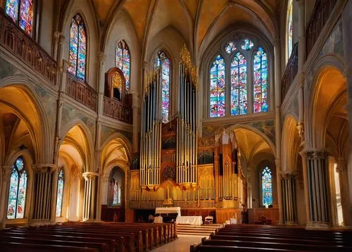 pipe organ,presbytery,pcusa,transept,interior view,main organ,interior,the interior,christ chapel,choir,stained glass windows,collegiate basilica,sanctuary,gesu,organ pipes,cathedral,organ,altar,reredos,nave,Illustration,Paper based,Paper Based 15